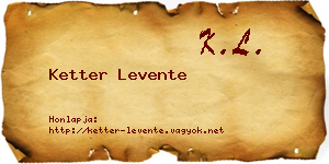 Ketter Levente névjegykártya
